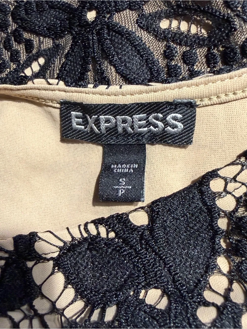Express Black Crochet Floral Eyelash Lace Overlay Victorian Crop Top Blouse Sz S